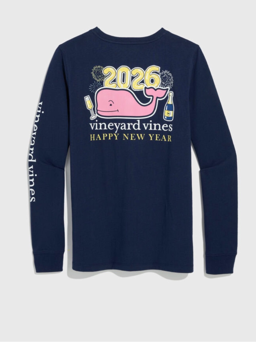 🆕🔖 Vineyard Vines 2026 ✨Happy New Year ✨ Navy Long Sleeve Tee ✨Sz XXL✨ NWT!!